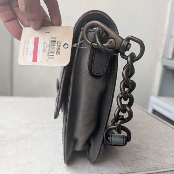 Fossil Vtg Reissue VRI Flap Messenger Clutch Shoulder Bag Blue Grey Leather - Picture 5 of 15